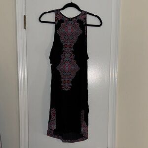 Express Black Dress with Vibrant Pink and Blue Design